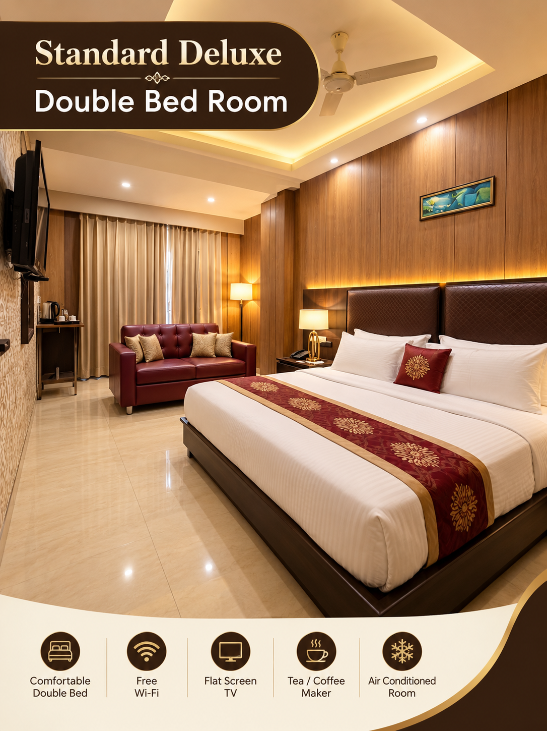 Standard Deluxe Double Bed Room at Hotel Imperial Blue